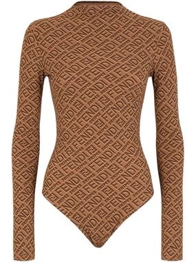 Fendi Skims Collab - Brown Long Sleeve Bodysuit